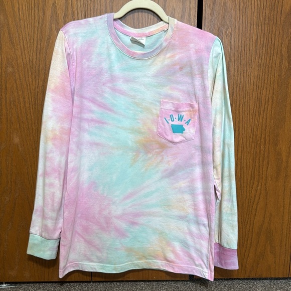 Dreamsicle Tie Dye Long Sleeve Top with Iowa - Picture 1 of 4